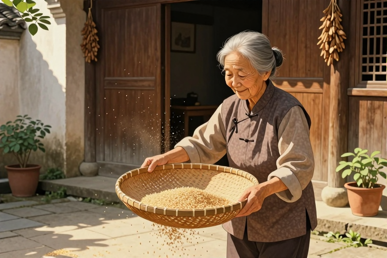 梦见奶奶端着簸箕筛米说明了什么-知来