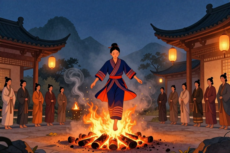 刀杆节足下踩火海-知来
